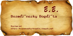 Bozmánszky Bogáta névjegykártya
